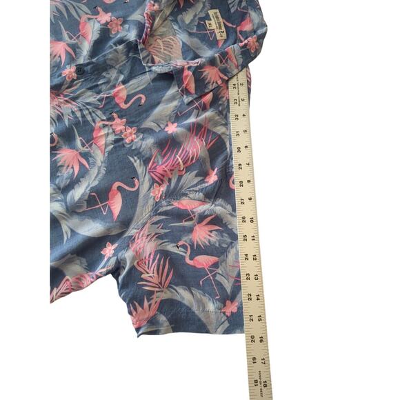 Endless Summer Hawaiian Shirt Mens XL Palm Flamingos Blue - Picture 8 of 8